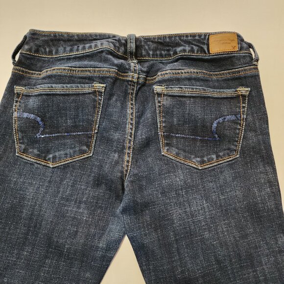 American Eagle Dark Wash Low Rise Skinny Kick Boot Jeans - Picture 3 of 8